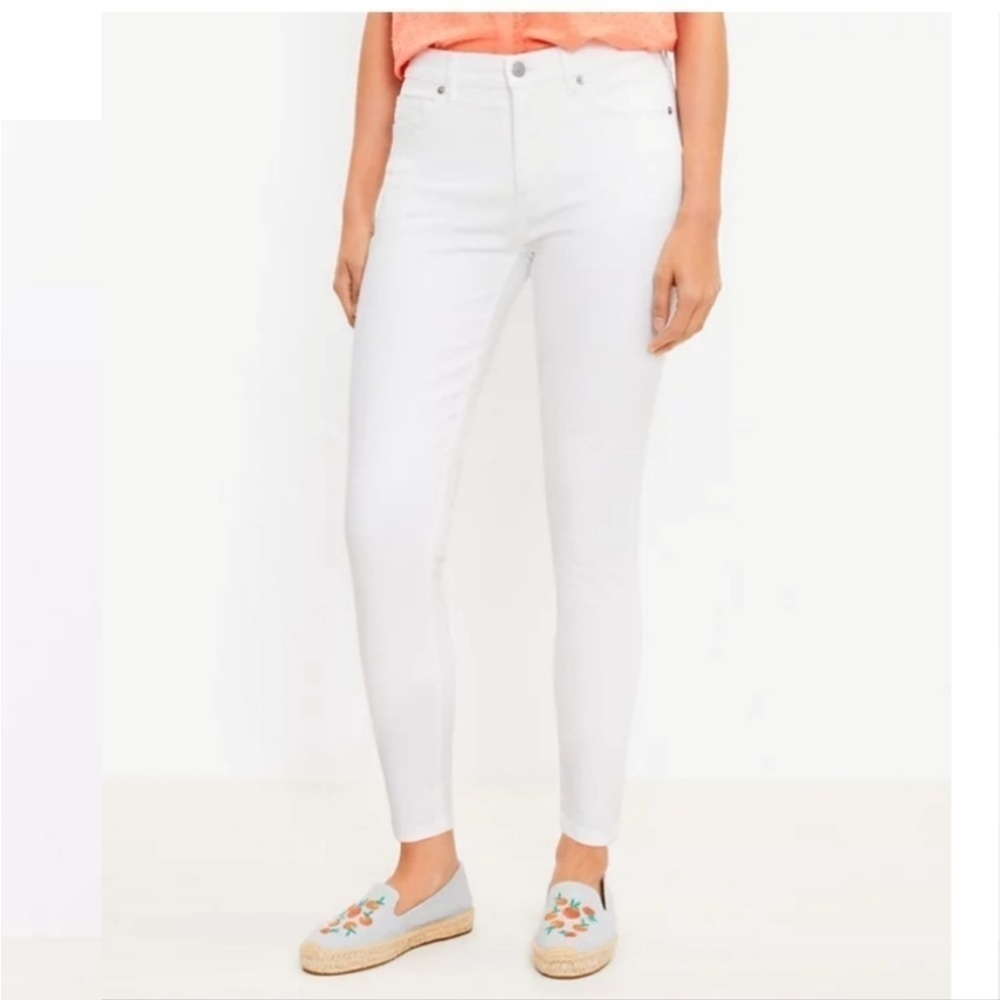 LOFT Modern Skinny Crop Jeans White Denim Mid Rise Ankle Size 10/30 Casual Pants